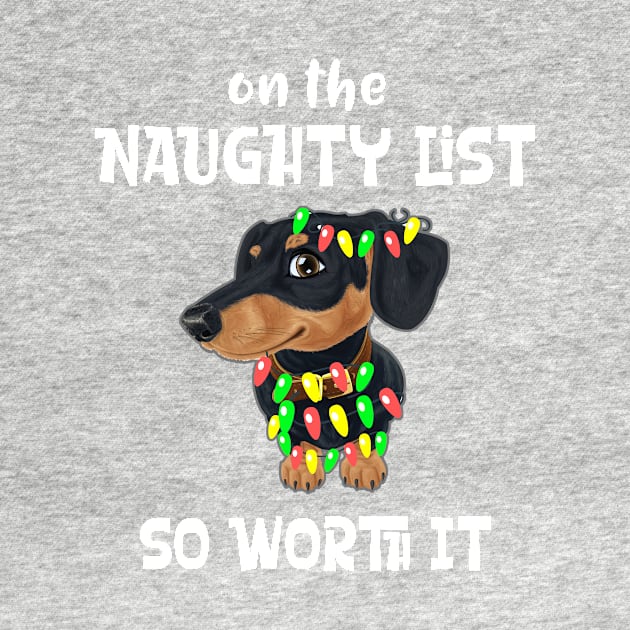 Dachshund Naughty List Christmas Tree Lights Wiener by Antzyzzz
